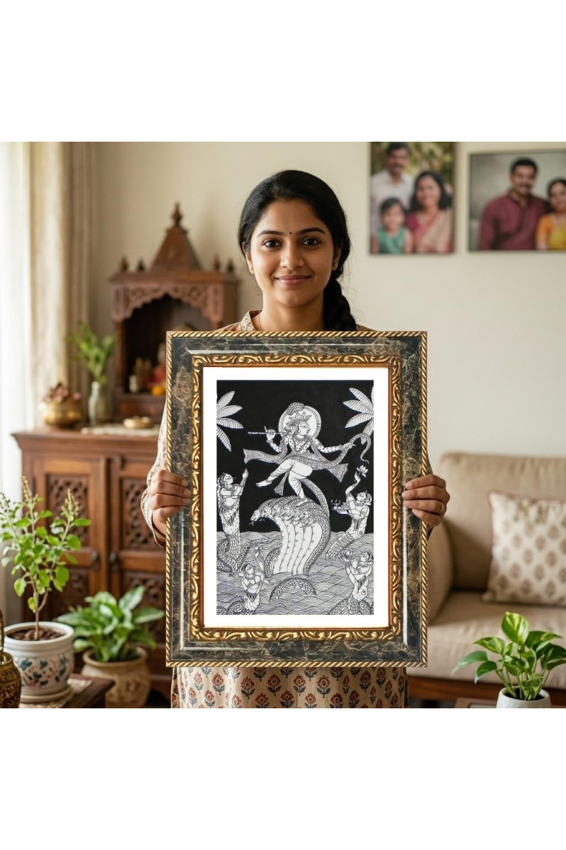 Radhaa Krishna Decorative Photo Frame With White Mount | Premium Wall & Tabletop Picture Frame | Home, Office & Temple Decoration | 12x16 Inch (Pack Of 1) (F31340)