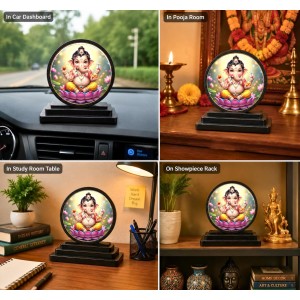 Car Dashboard Wooden Lord Ganeshaa Showpiece | 4 X 4.5 Inch Sublimation Printed Decorative Stand | 4 Mm MDF | Home Decor | Made in India (F33355) Car Dashboard Wooden Lord Ganeshaa Showpiece | 4 X 4.5 Inch Sublimation Printed Decorative Stand | 4 Mm MDF | Home Decor | Made in India (F33355)