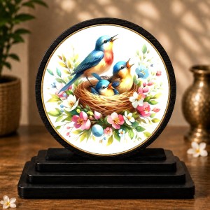 Car Dashboard Wooden Vibrant Bird and Nest Showpiece | 4 X 4.5 Inch Sublimation Printed Decorative Stand | 4 Mm MDF | Home Decor | Made in India (F33524) Car Dashboard Wooden Vibrant Bird and Nest Showpiece | 4 X 4.5 Inch Sublimation Printed Decorative Stand | 4 Mm MDF | Home Decor | Made in India (F33524)
