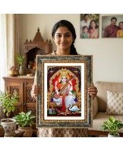 Saraswati Decorative Photo Frame With White Mount | Premium Wall & Tabletop Picture Frame | Home, Office & Temple Decoration | 10x14 Inch (Pack Of 1) (F32688)