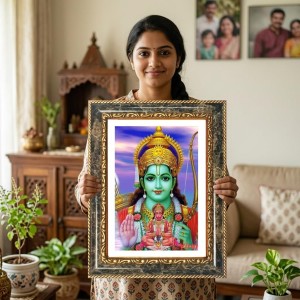 Panchamukhi Hanuman Decorative Photo Frame With White Mount | Premium Wall & Tabletop Picture Frame | Home, Office & Temple Decoration | 12x16 Inch (Pack Of 1) (F31619)