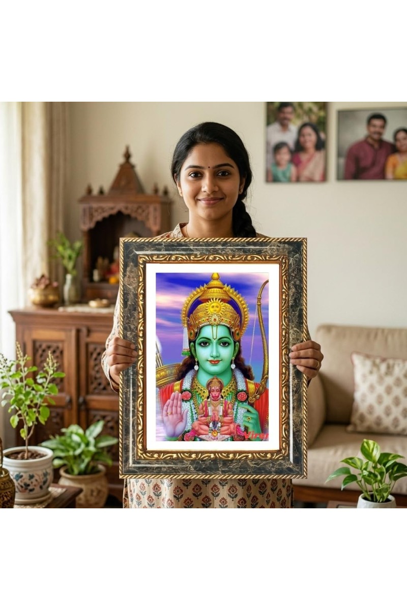 Panchamukhi Hanuman Decorative Photo Frame With White Mount | Premium Wall & Tabletop Picture Frame | Home, Office & Temple Decoration | 12x16 Inch (Pack Of 1) (F31619)