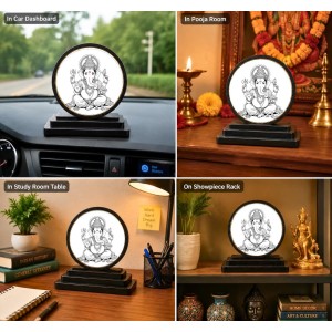 Car Dashboard Wooden Lord Ganeshaa Showpiece | 4 X 4.5 Inch Sublimation Printed Decorative Stand | 4 Mm MDF | Home Decor | Made in India (F33573) Car Dashboard Wooden Lord Ganeshaa Showpiece | 4 X 4.5 Inch Sublimation Printed Decorative Stand | 4 Mm MDF | Home Decor | Made in India (F33573)