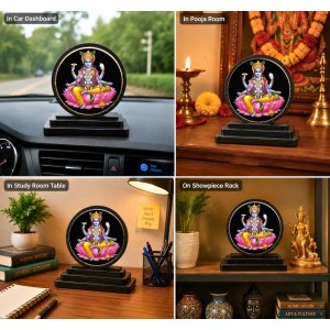Car Dashboard Wooden Lord Vishnu Showpiece | 4 X 4.5 Inch Sublimation Printed Decorative Stand | 4 Mm MDF | Home Decor | Made in India (F33589)
