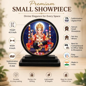 Car Dashboard Wooden Lord Ganeshaa Showpiece | 4 X 4.5 Inch Sublimation Printed Decorative Stand | 4 Mm MDF | Home Decor | Made in India (F33715) Car Dashboard Wooden Lord Ganeshaa Showpiece | 4 X 4.5 Inch Sublimation Printed Decorative Stand | 4 Mm MDF | Home Decor | Made in India (F33715)