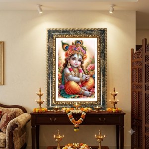 Sai Baba Decorative Photo Frame With White Mount | Premium Wall & Tabletop Picture Frame | Home, Office & Temple Decoration | 12x16 Inch (Pack Of 1) (F31269)