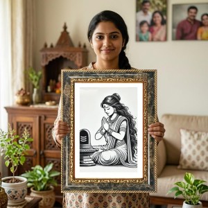 Shiva Lingam Worship Decorative Photo Frame With White Mount | Premium Wall & Tabletop Picture Frame | Home, Office & Temple Decoration | 8x12 Inch (Pack Of 1) (F33219) Shiva Lingam Worship Decorative Photo Frame With White Mount | Premium Wall & Tabletop Picture Frame | Home, Office & Temple Decoration | 8x12 Inch (Pack Of 1) (F33219)