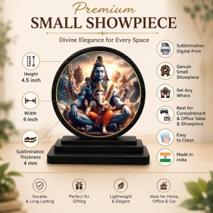 Car Dashboard Wooden Lord Shiva and Lord Ganeshaa Showpiece | 4 X 4.5 Inch Sublimation Printed Decorative Stand | 4 Mm MDF | Home Decor | Made in India (F33650) Car Dashboard Wooden Lord Shiva and Lord Ganeshaa Showpiece | 4 X 4.5 Inch Sublimation Printed Decorative Stand | 4 Mm MDF | Home Decor | Made in India (F33650)