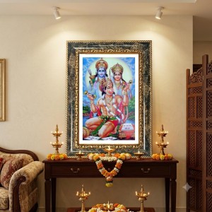 Rama Sita Hanuman Decorative Photo Frame With White Mount | Premium Wall & Tabletop Picture Frame | Home, Office & Temple Decoration | 8x12 Inch (Pack Of 1) (F33123)