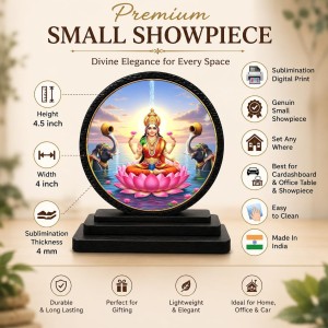 Car Dashboard Wooden Goddess Lakshmi Showpiece | 4 X 4.5 Inch Sublimation Printed Decorative Stand | 4 Mm MDF | Home Decor | Made in India (F33665) Car Dashboard Wooden Goddess Lakshmi Showpiece | 4 X 4.5 Inch Sublimation Printed Decorative Stand | 4 Mm MDF | Home Decor | Made in India (F33665)