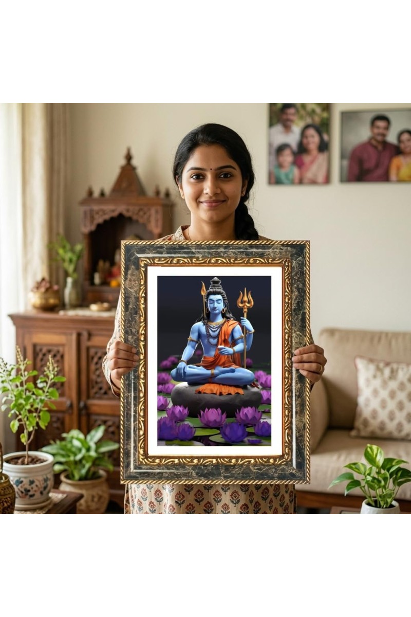 Radhaa Krishna Decorative Photo Frame With White Mount | Premium Wall & Tabletop Picture Frame | Home, Office & Temple Decoration | 12x16 Inch (Pack Of 1) (F32603)