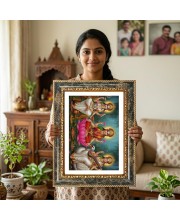 Radhaa Krishna Decorative Photo Frame With White Mount | Premium Wall & Tabletop Picture Frame | Home, Office & Temple Decoration | 12x16 Inch (Pack Of 1) (F31369)