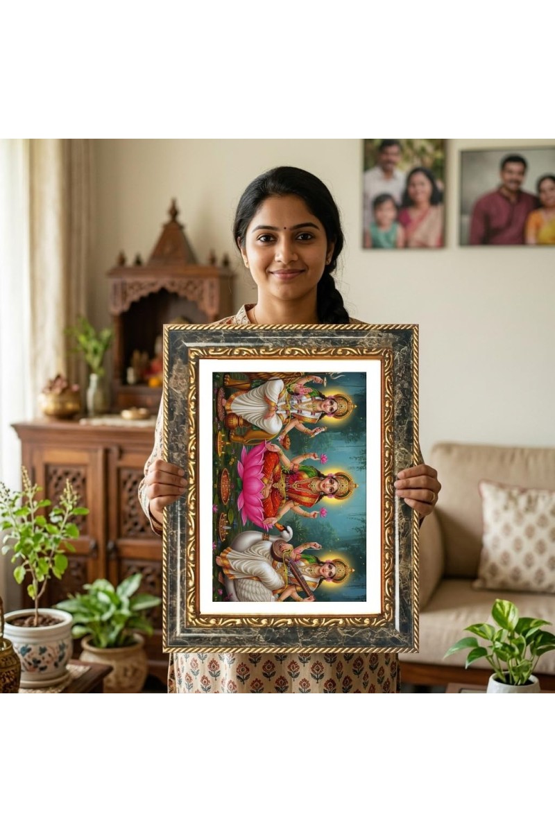 Radhaa Krishna Decorative Photo Frame With White Mount | Premium Wall & Tabletop Picture Frame | Home, Office & Temple Decoration | 12x16 Inch (Pack Of 1) (F31369)