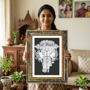 Rama And Sita Decorative Photo Frame With White Mount | Premium Wall & Tabletop Picture Frame | Home, Office & Temple Decoration | 12x16 Inch (Pack Of 1) (F33101)