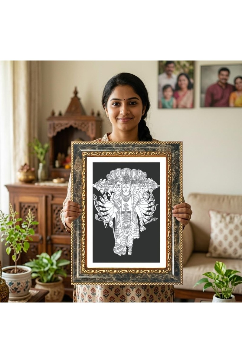 Rama And Sita Decorative Photo Frame With White Mount | Premium Wall & Tabletop Picture Frame | Home, Office & Temple Decoration | 12x16 Inch (Pack Of 1) (F33101)