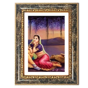 Rama And Hanuman Decorative Photo Frame With White Mount | Premium Wall & Tabletop Picture Frame | Home, Office & Temple Decoration | 12x16 Inch (Pack Of 1) (F33160)