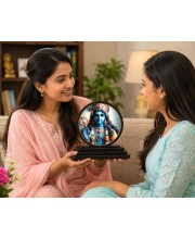 Car Dashboard Wooden Lord Krishna Showpiece | 4 X 4.5 Inch Sublimation Printed Decorative Stand | 4 Mm MDF | Home Decor | Made in India (F33446)