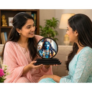 Car Dashboard Wooden Lord Krishna Showpiece | 4 X 4.5 Inch Sublimation Printed Decorative Stand | 4 Mm MDF | Home Decor | Made in India (F33446) Car Dashboard Wooden Lord Krishna Showpiece | 4 X 4.5 Inch Sublimation Printed Decorative Stand | 4 Mm MDF | Home Decor | Made in India (F33446)