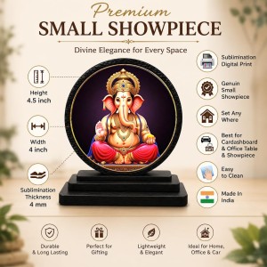 Car Dashboard Wooden Lord Ganeshaa Showpiece | 4 X 4.5 Inch Sublimation Printed Decorative Stand | 4 Mm MDF | Home Decor | Made in India (F33520) Car Dashboard Wooden Lord Ganeshaa Showpiece | 4 X 4.5 Inch Sublimation Printed Decorative Stand | 4 Mm MDF | Home Decor | Made in India (F33520)