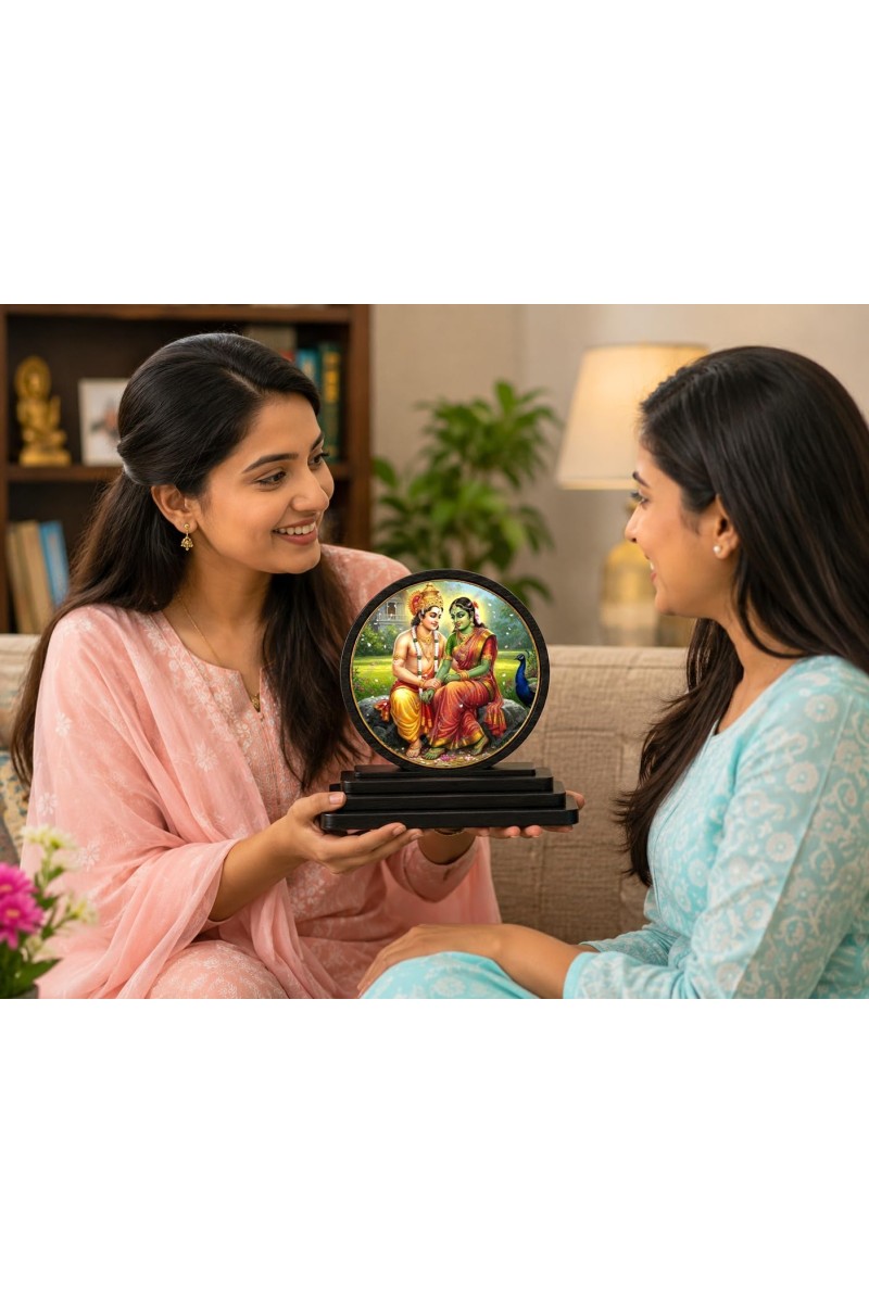 Car Dashboard Wooden Lord Murgan and Valli Showpiece | 4 X 4.5 Inch Sublimation Printed Decorative Stand | 4 Mm MDF | Home Decor | Made in India (F33473)