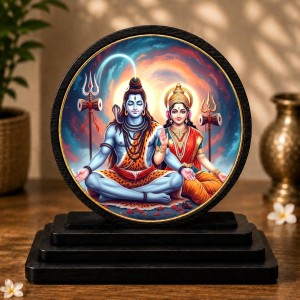 Car Dashboard Wooden Lord Shiva and Parvati Showpiece | 4 X 4.5 Inch Sublimation Printed Decorative Stand | 4 Mm MDF | Home Decor | Made in India (F33477) Car Dashboard Wooden Lord Shiva and Parvati Showpiece | 4 X 4.5 Inch Sublimation Printed Decorative Stand | 4 Mm MDF | Home Decor | Made in India (F33477)