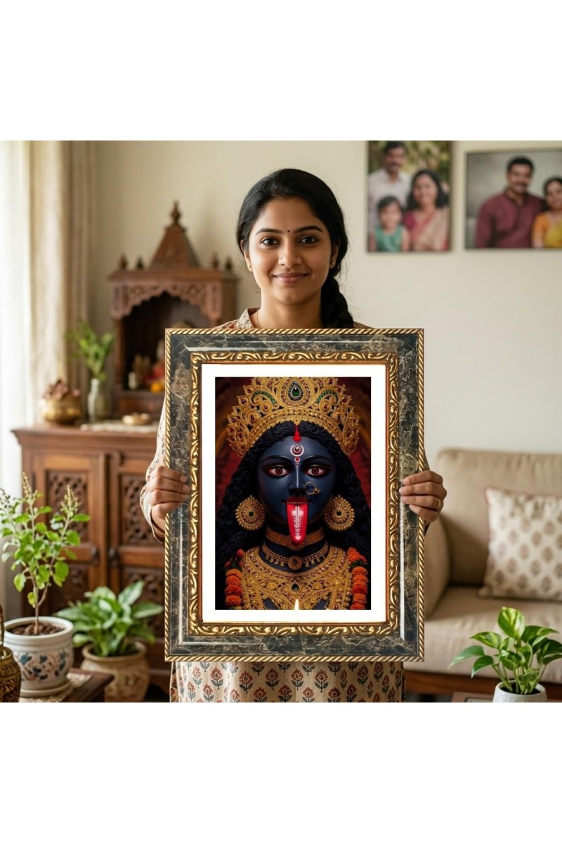 Yashoda And Baby Krishna Decorative Photo Frame With White Mount | Premium Wall & Tabletop Picture Frame | Home, Office & Temple Decoration | 12x16 Inch (Pack Of 1) (F33221)