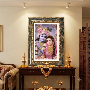 Radhaa Krishna Decorative Photo Frame With White Mount | Premium Wall & Tabletop Picture Frame | Home, Office & Temple Decoration | 10x14 Inch (Pack Of 1) (F33031)