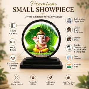 Car Dashboard Wooden Lord Ganeshaa Showpiece | 4 X 4.5 Inch Sublimation Printed Decorative Stand | 4 Mm MDF | Home Decor | Made in India (F33362) Car Dashboard Wooden Lord Ganeshaa Showpiece | 4 X 4.5 Inch Sublimation Printed Decorative Stand | 4 Mm MDF | Home Decor | Made in India (F33362)