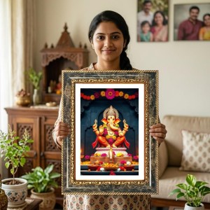 Rama Sita Decorative Photo Frame With White Mount | Premium Wall & Tabletop Picture Frame | Home, Office & Temple Decoration | 12x16 Inch (Pack Of 1) (F31223)
