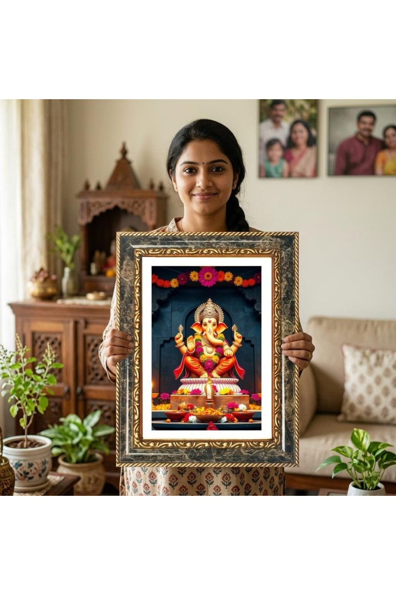 Rama Sita Decorative Photo Frame With White Mount | Premium Wall & Tabletop Picture Frame | Home, Office & Temple Decoration | 12x16 Inch (Pack Of 1) (F31223)