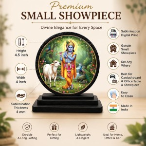 Car Dashboard Wooden Lord Krishna Showpiece | 4 X 4.5 Inch Sublimation Printed Decorative Stand | 4 Mm MDF | Home Decor | Made in India (F33651) Car Dashboard Wooden Lord Krishna Showpiece | 4 X 4.5 Inch Sublimation Printed Decorative Stand | 4 Mm MDF | Home Decor | Made in India (F33651)