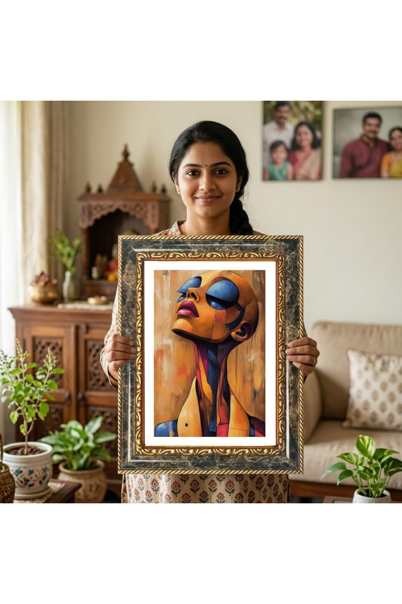 Woman Portrait Decorative Photo Frame With White Mount | Premium Wall & Tabletop Picture Frame | Home, Office & Temple Decoration | 8x12 Inch (Pack Of 1) (F31111)