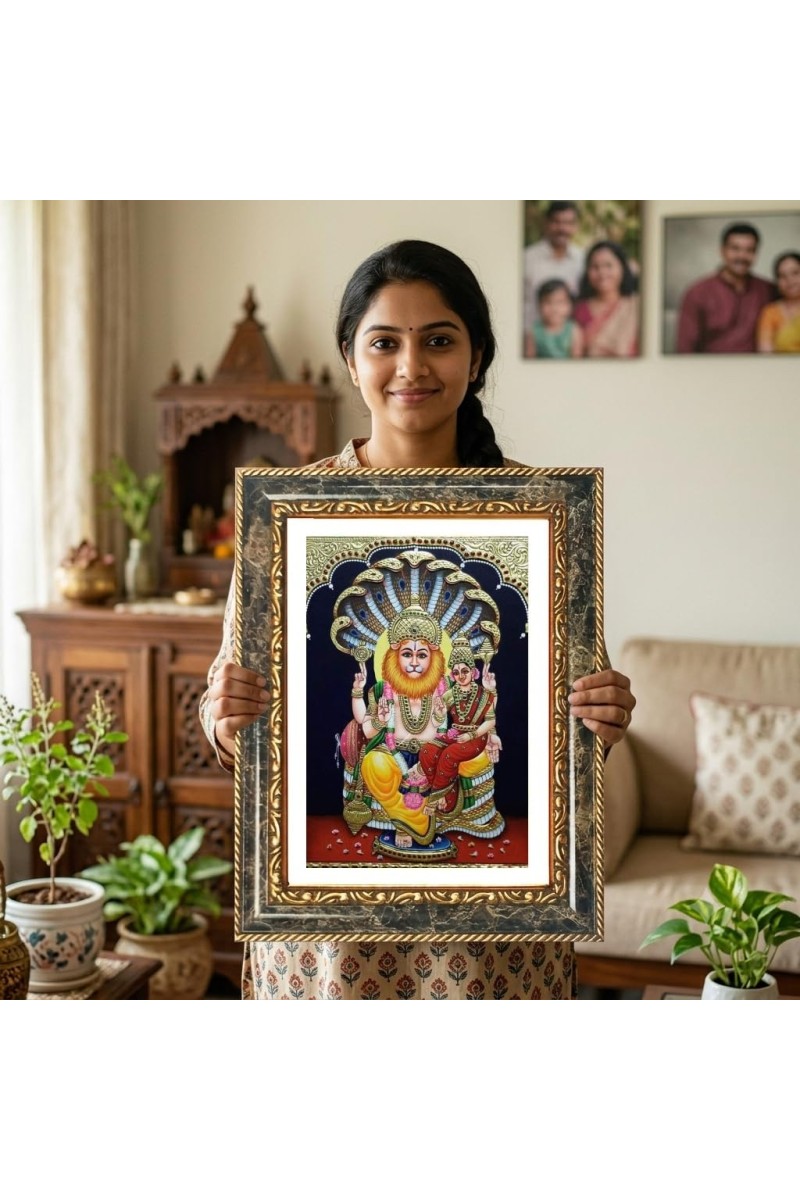 Narasimha Decorative Photo Frame With White Mount | Premium Wall & Tabletop Picture Frame | Home, Office & Temple Decoration | 8x12 Inch (Pack Of 1) (F32989)
