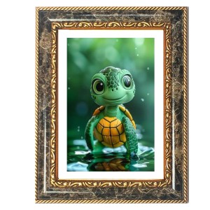 Turtle Decorative Photo Frame With White Mount | Premium Wall & Tabletop Picture Frame | Home, Office & Temple Decoration | 10x14 Inch (Pack Of 1) (F31475)