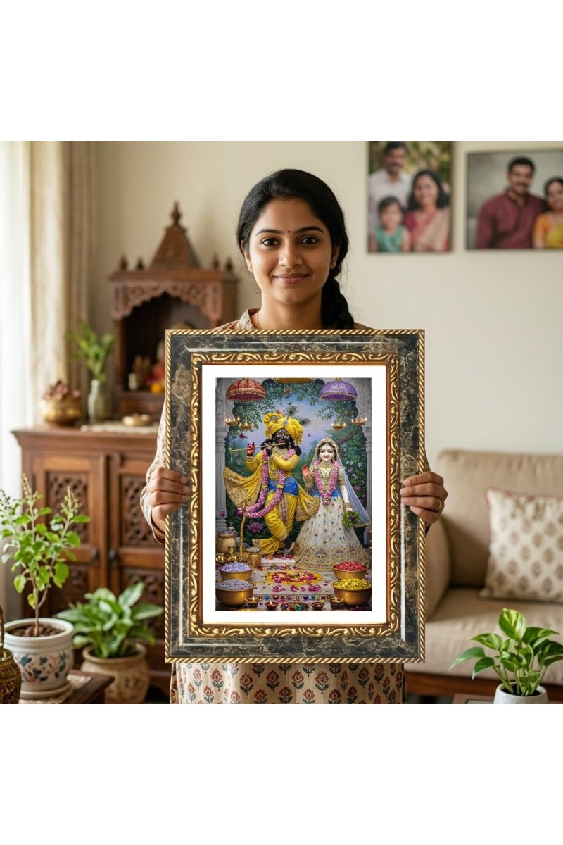 Saraswati Decorative Photo Frame With White Mount | Premium Wall & Tabletop Picture Frame | Home, Office & Temple Decoration | 12x16 Inch (Pack Of 1) (F31515)