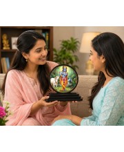 Car Dashboard Wooden Lord Krishna Showpiece | 4 X 4.5 Inch Sublimation Printed Decorative Stand | 4 Mm MDF | Home Decor | Made in India (F33651)