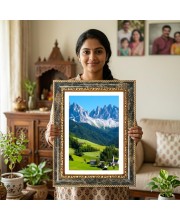Mountain Village Decorative Photo Frame With White Mount | Premium Wall & Tabletop Picture Frame | Home, Office & Temple Decoration | 10x14 Inch (Pack Of 1) (F31454)