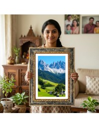 Mountain Village Decorative Photo Frame With White Mount | Premium Wall & Tabletop Picture Frame | Home, Office & Temple Decoration | 8x12 Inch (Pack Of 1) (F31454)