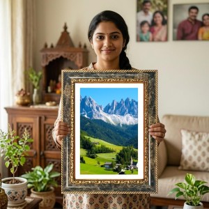 Mountain Village Decorative Photo Frame With White Mount | Premium Wall & Tabletop Picture Frame | Home, Office & Temple Decoration | 8x12 Inch (Pack Of 1) (F31454) Mountain Village Decorative Photo Frame With White Mount | Premium Wall & Tabletop Picture Frame | Home, Office & Temple Decoration | 8x12 Inch (Pack Of 1) (F31454)