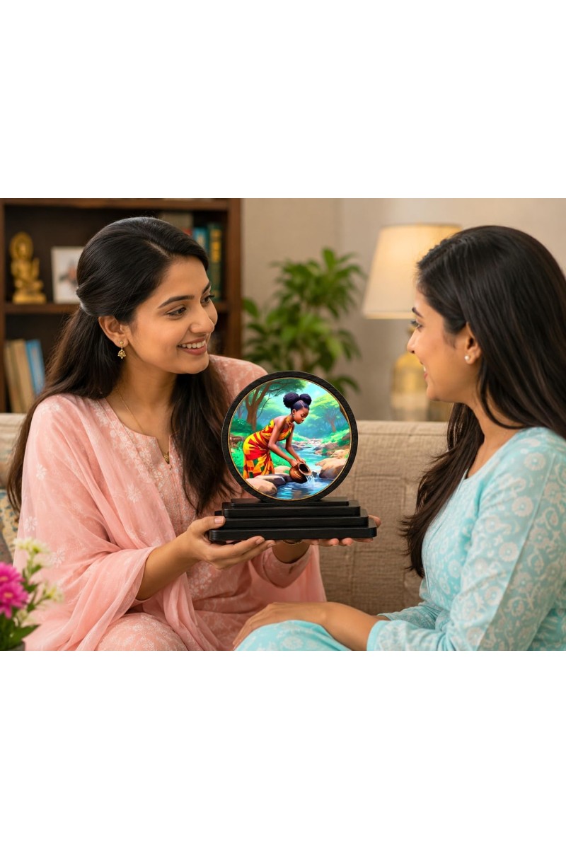 Car Dashboard Wooden Streaming Beauty Showpiece | 4 X 4.5 Inch Sublimation Printed Decorative Stand | 4 Mm MDF | Home Decor | Made in India (F33735)