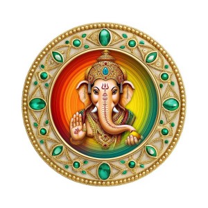 Lord Ganeshaa Fridge Magnet Wooden | Glossy Sublimation Print | 4x4 Inch | Strong Magnet Back | Decorative Magnet for Fridge, Almirah & Temple Decor (F23712)