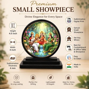 Car Dashboard Wooden Goddess Lakshmi, Saraswati, Durga Showpiece | 4 X 4.5 Inch Sublimation Printed Decorative Stand | 4 Mm MDF | Home Decor | Made in India (F33601)