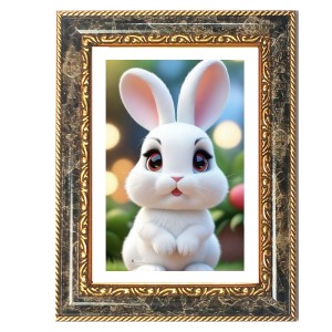 Rabbit Decorative Photo Frame With White Mount | Premium Wall & Tabletop Picture Frame | Home, Office & Temple Decoration | 8x12 Inch (Pack Of 1) (F31284)