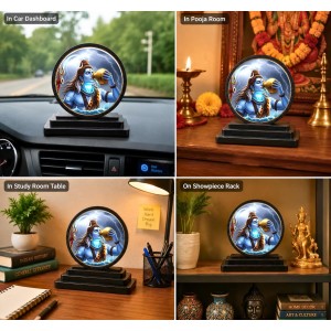 Car Dashboard Wooden Lord Shiva Showpiece | 4 X 4.5 Inch Sublimation Printed Decorative Stand | 4 Mm MDF | Home Decor | Made in India (F33613)