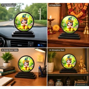 Car Dashboard Wooden Bal Krishna Showpiece | 4 X 4.5 Inch Sublimation Printed Decorative Stand | 4 Mm MDF | Home Decor | Made in India (F33254) Car Dashboard Wooden Bal Krishna Showpiece | 4 X 4.5 Inch Sublimation Printed Decorative Stand | 4 Mm MDF | Home Decor | Made in India (F33254)