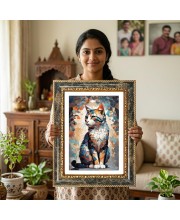 Shiva And Parvati Decorative Photo Frame With White Mount | Premium Wall & Tabletop Picture Frame | Home, Office & Temple Decoration | 12x16 Inch (Pack Of 1) (F33136)