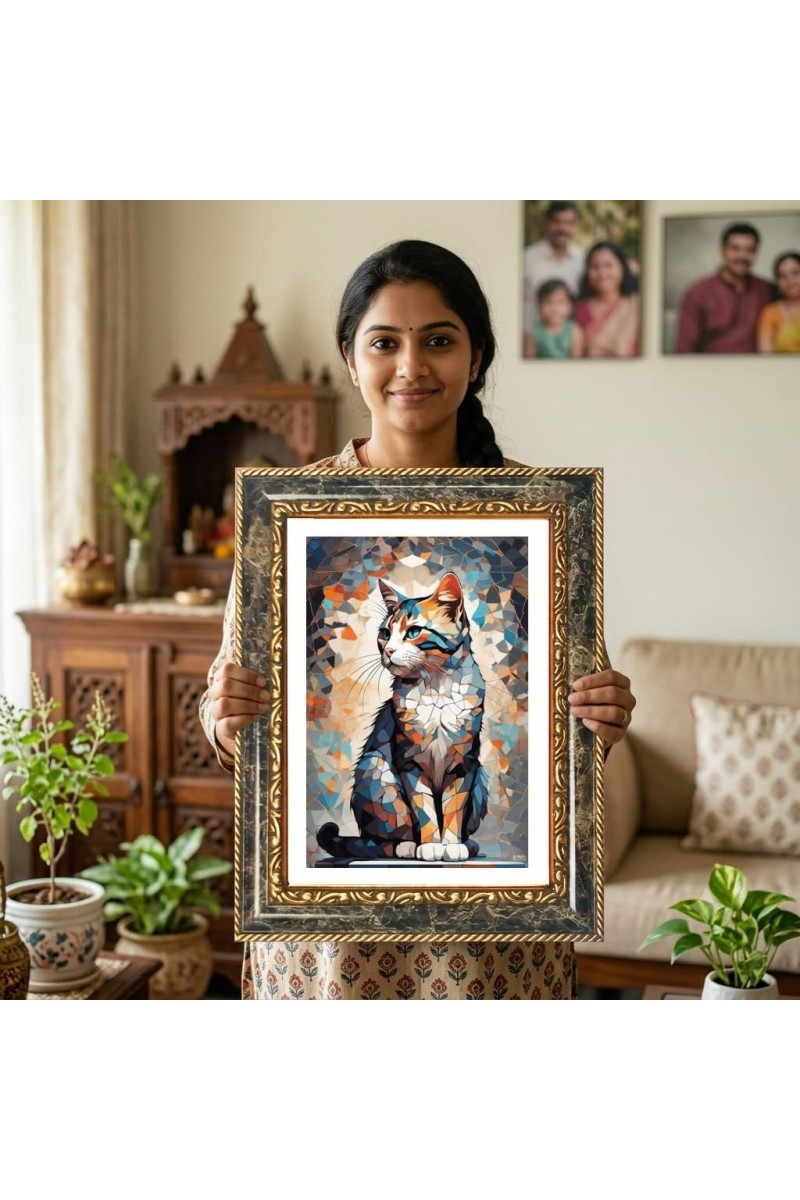 Shiva And Parvati Decorative Photo Frame With White Mount | Premium Wall & Tabletop Picture Frame | Home, Office & Temple Decoration | 12x16 Inch (Pack Of 1) (F33136)