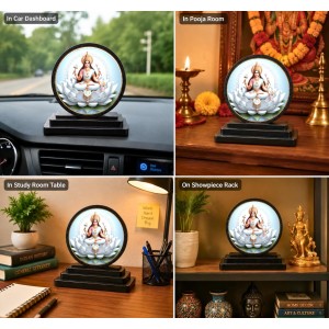 Car Dashboard Wooden Goddess Lakshmi Showpiece | 4 X 4.5 Inch Sublimation Printed Decorative Stand | 4 Mm MDF | Home Decor | Made in India (F33460) Car Dashboard Wooden Goddess Lakshmi Showpiece | 4 X 4.5 Inch Sublimation Printed Decorative Stand | 4 Mm MDF | Home Decor | Made in India (F33460)