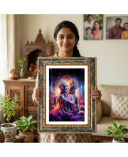 Radhaa Krishna Decorative Photo Frame With White Mount | Premium Wall & Tabletop Picture Frame | Home, Office & Temple Decoration | 8x12 Inch (Pack Of 1) (F31462)