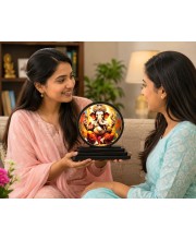 Car Dashboard Wooden Lord Ganeshaa Showpiece | 4 X 4.5 Inch Sublimation Printed Decorative Stand | 4 Mm MDF | Home Decor | Made in India (F33553)